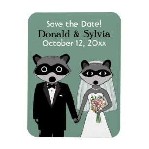 Raccoons Bröllop spara datum Magnet