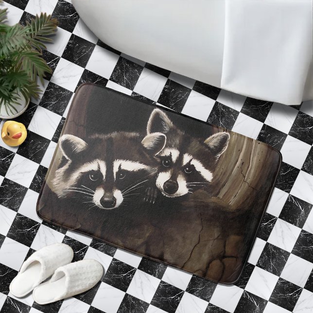 Raccoons Brown Cute Träd Badrumsmatta (Skapare uppladdad)