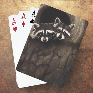 Raccoons Brown Cute Träd Spel Kort