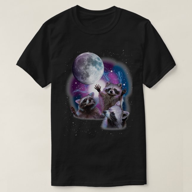 Raccoons Howling vid Måne Shirt Funny Raccoon C T (Design framsida)