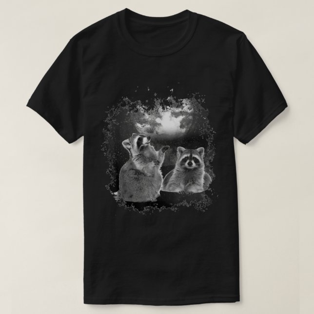 Raccoons Howling vid Måne Shirt Funny Raccoon T. T Shirt (Design framsida)