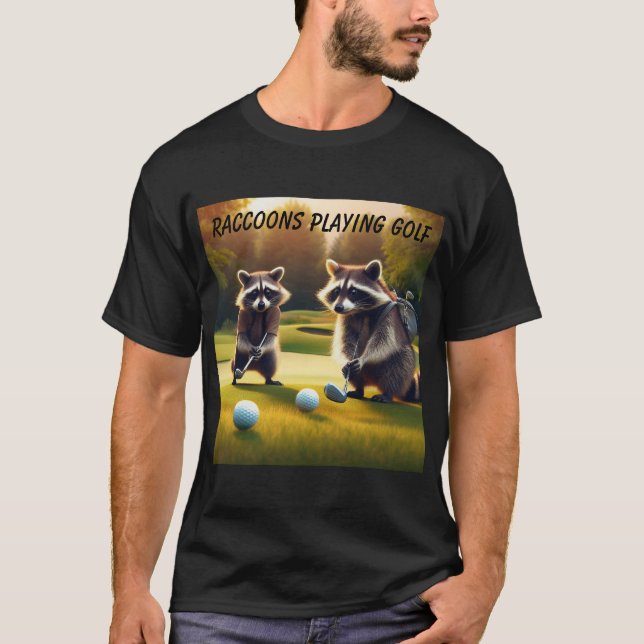 Raccoons spelar Golf T Shirt (Framsida)