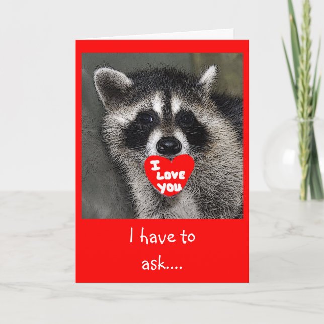 Raccoonvalentines daykort helgkort (Framsida)
