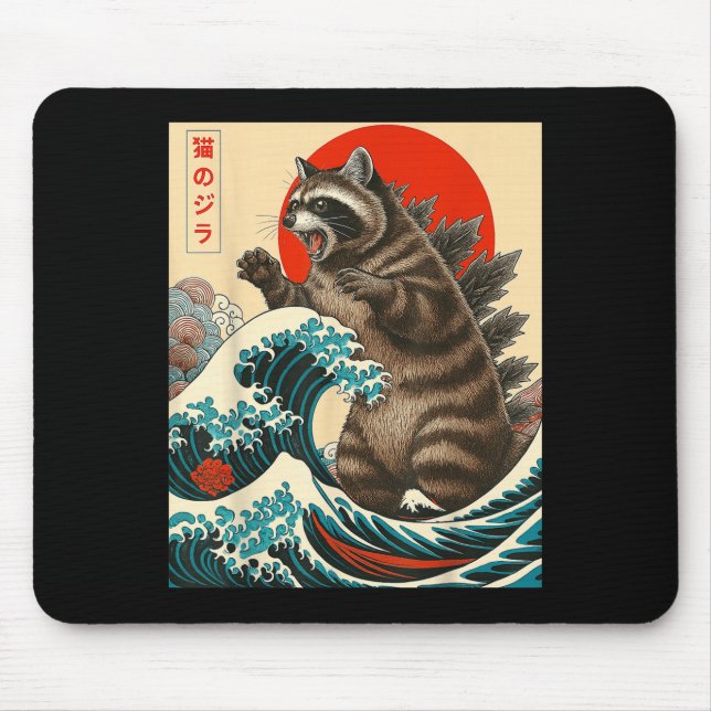 Raccoonzilla Raccoon Japansk Art Funny Manar Women Musmatta (Framsidan)