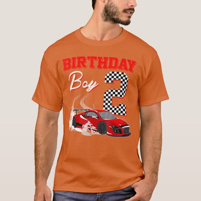 Race 2nd Birthday Boy Party Racing 2 year old T Shirt (Framsida)