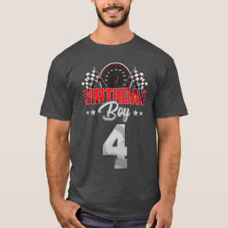 Race 4th Birthday Boy Party Racing 4 year old Pit T Shirt
