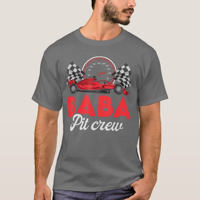Race Baba Födelsedags Pojke Tröja Baba Pit Crew (Framsida)