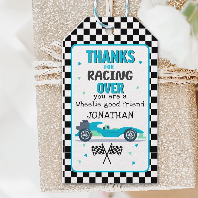 Race Car Birthday Party for Boys Presentetikett (Skapare uppladdad)