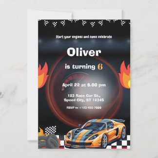 Race Car Birthday Party Inbjudningar