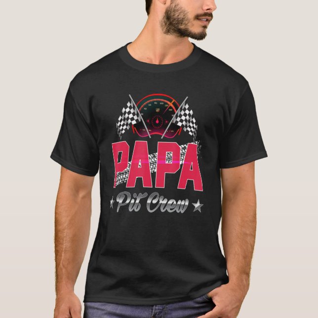 Race Car Birthday Party Racing Family Papa Pit Cre T Shirt (Framsida)