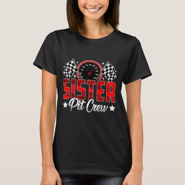 Race Car Birthday Party Racing Family Sister T Cre T Shirt (Framsida)