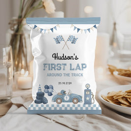 Race Car Blue Boy Birthday Chip Bag Wrapper Reklamblad
