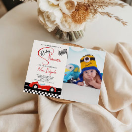 Race Car Boy Baby Shower |Fast and Fun Baby Photo Inbjudningar