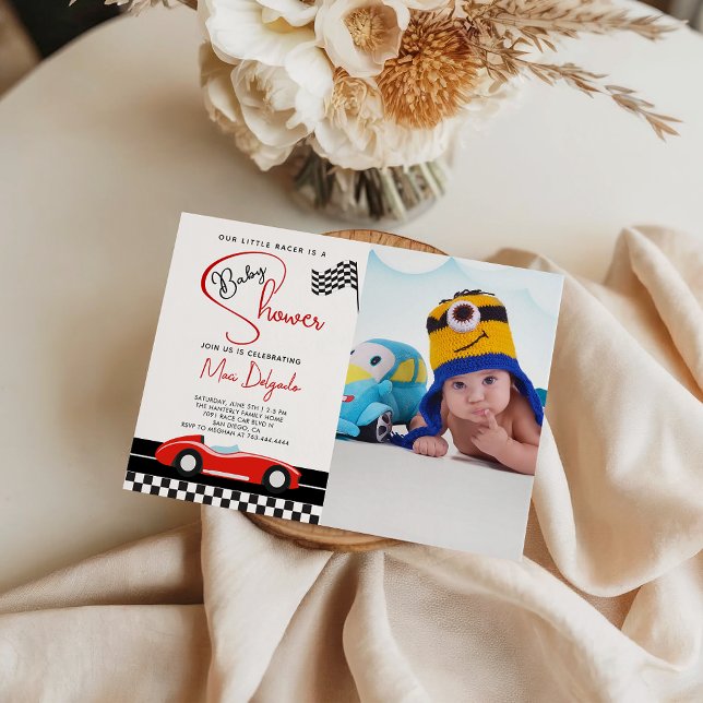 Race Car Boy Baby Shower |Fast and Fun Baby Photo  Inbjudningar (Skapare uppladdad)