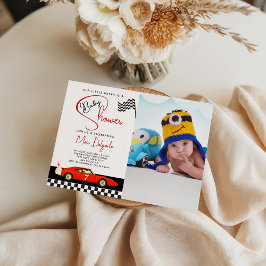 Race Car Boy Baby Shower |Fast and Fun Baby Photo Inbjudningar