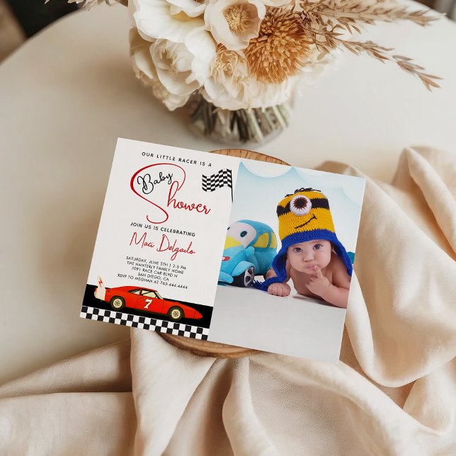 Race Car Boy Baby Shower |Fast and Fun Baby Photo  Inbjudningar (Skapare uppladdad)
