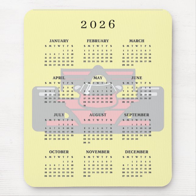 Race Car Design 2026 Calendar Mousepad Musmatta (Framsidan)