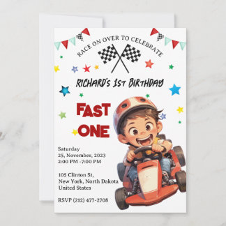 Race Car Racing Kid's Birthday Theme Inbjudningar