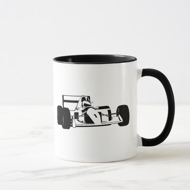 Race Car Silhouette black and white Mugg (Höger)