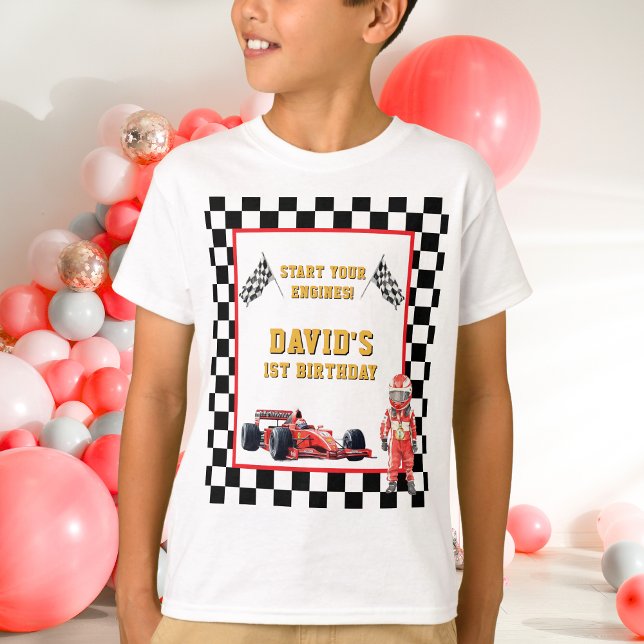 Race Car Start Your Engines 1st Birthday T Shirt (Skapare uppladdad)