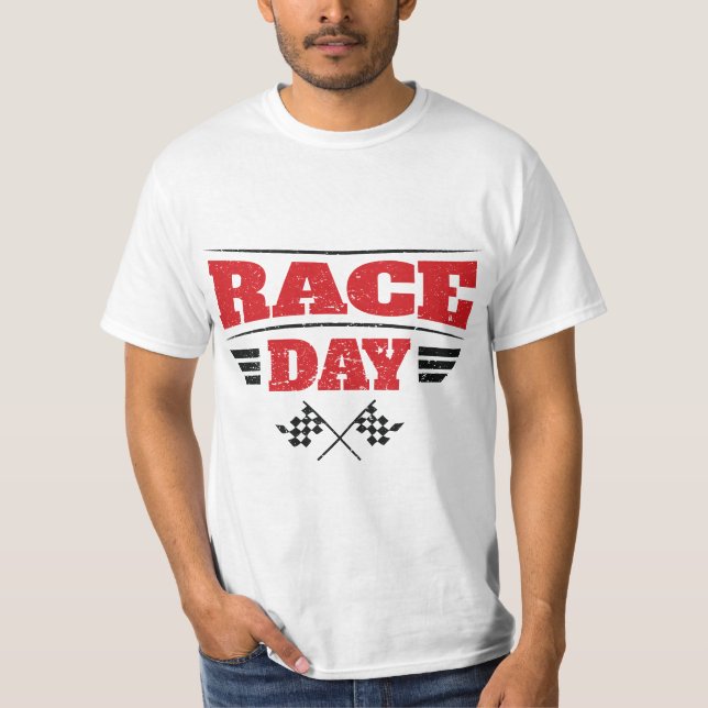 Race Day Car Racing Checkered Flag  T Shirt (Framsida)