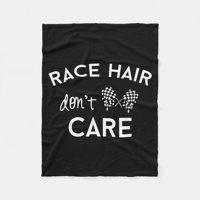 Race Hair Don't Care, Funny Girls Racing  Fleecefilt (Framsidan)