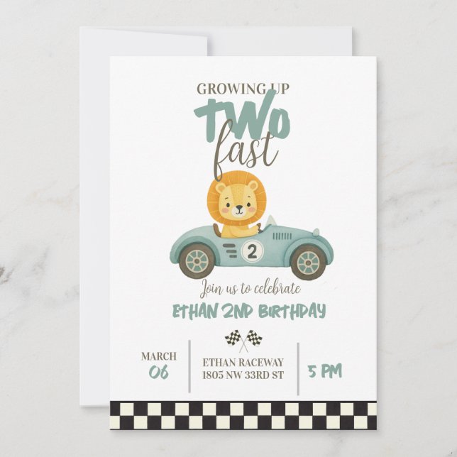 Race On Over – Car-Themed Birthday Invite Inbjudningar (Framsida)