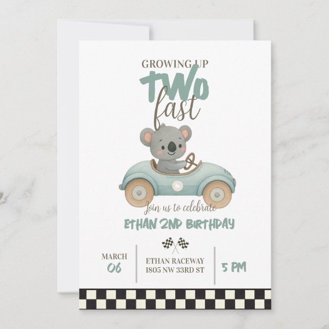 Race On Over – Car-Themed Birthday Invite Inbjudningar (Framsida)