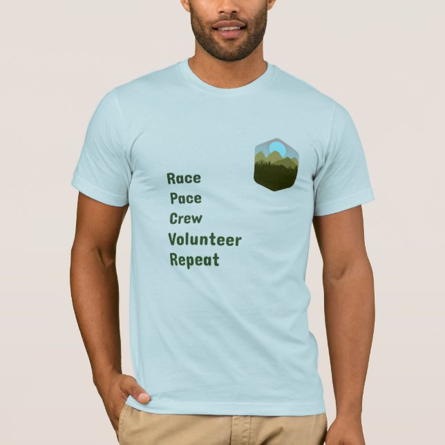 Race Pace Crew Volunteer Repeat T Shirt (Framsida)