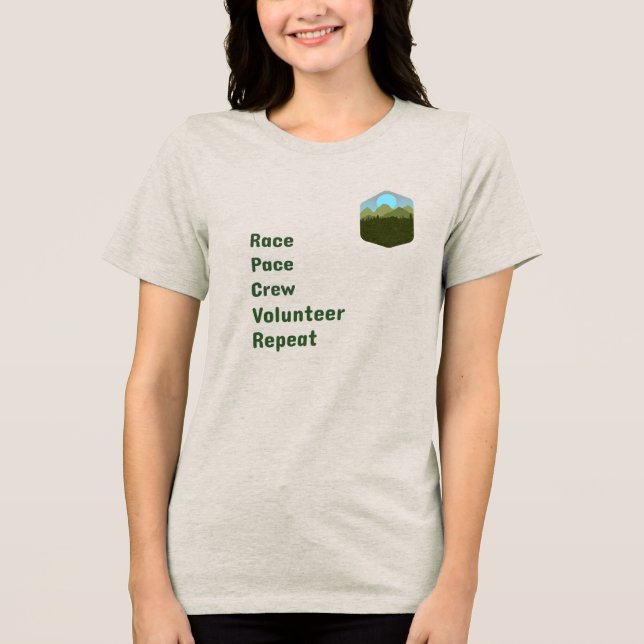 Race Pace Crew Volunteer Repeat T Shirt (Framsida)