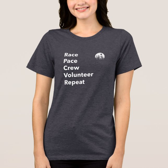 Race Pace Crew Volunteer Repeat T Shirt (Framsida)