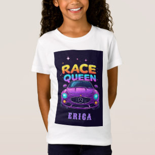 Race Queen Lila Bil Tjejers Neonstil 👑 T Shirt
