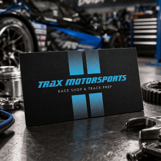 Race Shop Racing Stripes Black/Blue Visitkort (Skapare uppladdad)