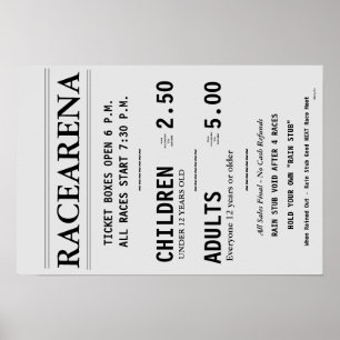 RACEARENA BILJETT BOX OFFICE BILL DANBURY FAIR 2 POSTER