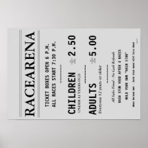 RACEARENA BILJETT OFFICE BILL DANBURY FAIR POSTER 