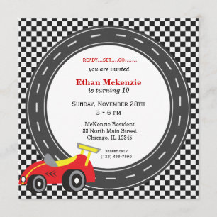 Racecar Birthday Inbjudningar