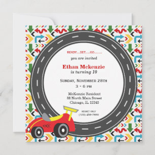Racecar Birthday Inbjudningar