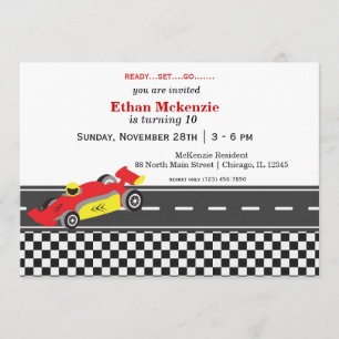 Racecar Birthday Inbjudningar