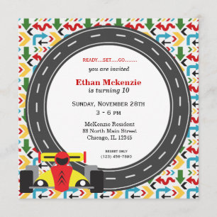 Racecar Birthday Inbjudningar