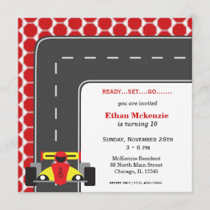 Racecar Birthday Inbjudningar