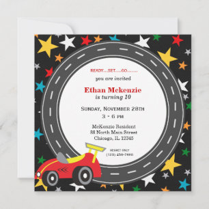 Racecar Birthday Inbjudningar