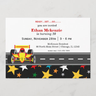 Racecar Birthday Inbjudningar