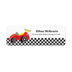 Racecar Returadress Etikett