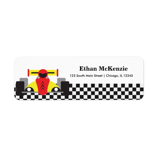 Racecar Returadress Etikett (Framsidan)