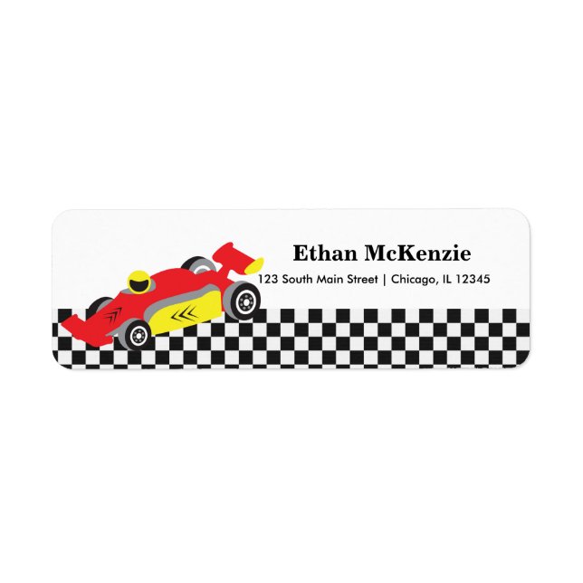Racecar Returadress Etikett (Framsidan)