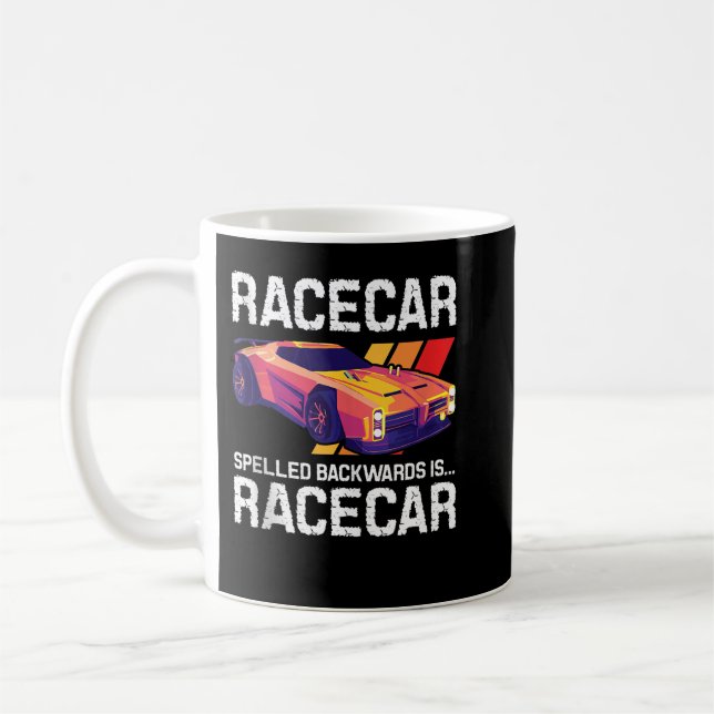 Racecar stavade bakåt - Car Racer Mechanic Rac Kaffemugg (Vänster)