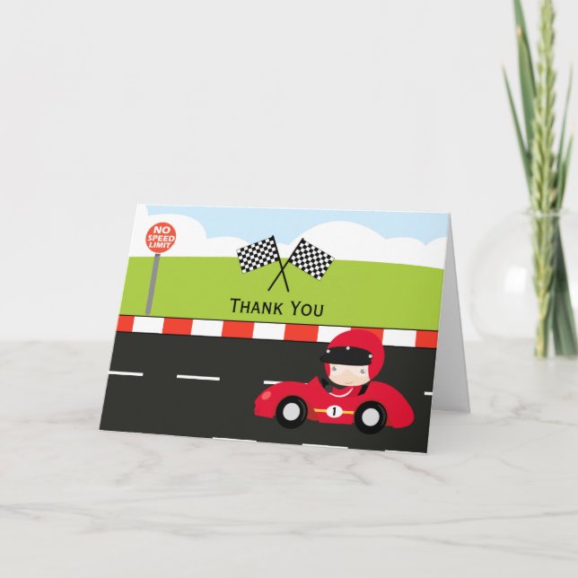 Racecar tack för din födelsedag kort (Framsida)