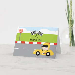Racecar tack för din födelsedag kort