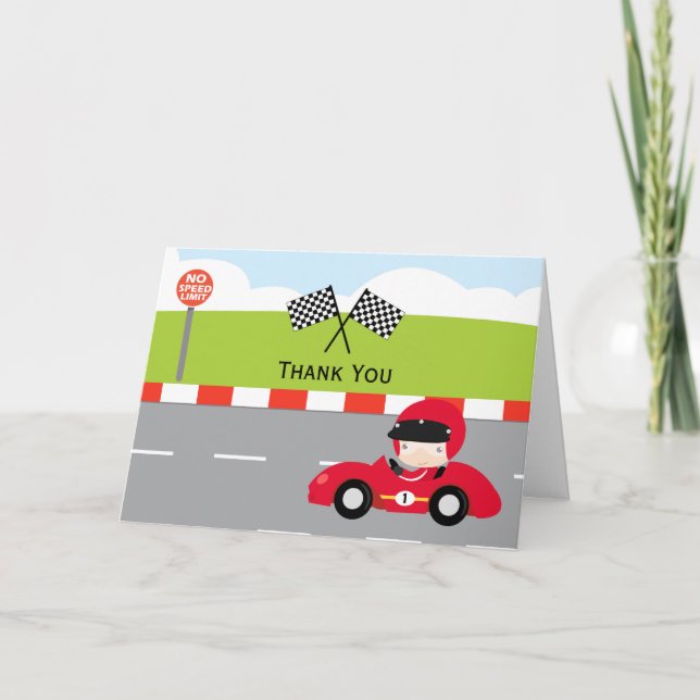 Racecar tack för din födelsedag kort (Framsida)