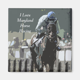 Racehorse med jockey i Blue Solid Magnet